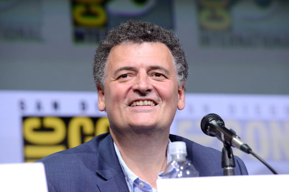 SAN DIEGO, CA - JULY 23:  Writer/producer Steven Moffat at 'Doctor Who' BBC America official panel during Comic-Con International 2017 at San Diego Convention Center on July 23, 2017 in San Diego, California.  (Photo by Albert L. Ortega/Getty Images)