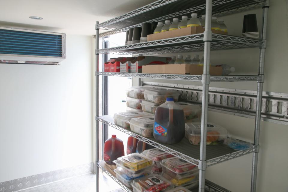 Sandwiches and drinks are held inside of a cold storage rental unit from Keep It Cold Friday, May 6, 2022.