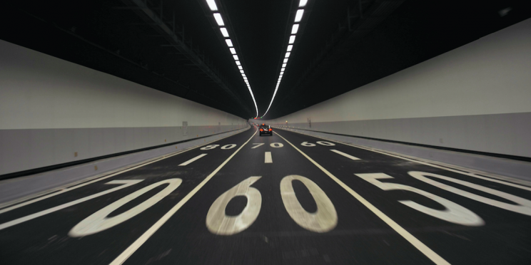Vehicles travel at the Xiangan undersea highway tunnel in Xiamen, Fujian province April 26, 2010. The first undersea tunnel built in the Chinese mainland opened to traffic in the southeastern province of Fujian on Monday, Xinhua news agency reported. REUTERS/Stringer 