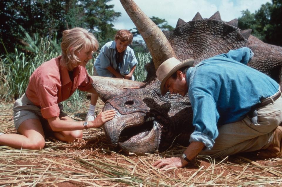 Laura Dern and Sam Neill in "Jurassic Park"