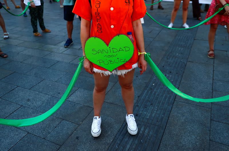 Protest to demand the protection of Spain's public health system, amid the coronavirus disease (COVID-19) outbreak, in Madrid