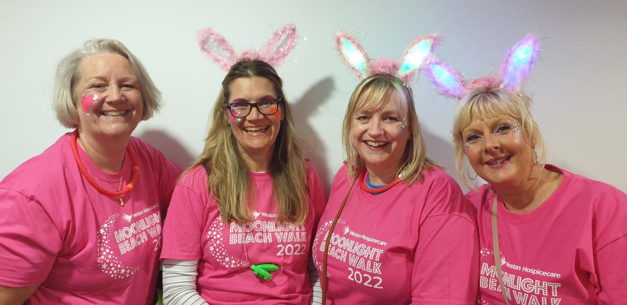 Louise McMilan (second from right) joined other supporters on a Moonlight Beach Walk earlier this year (Image supplied)