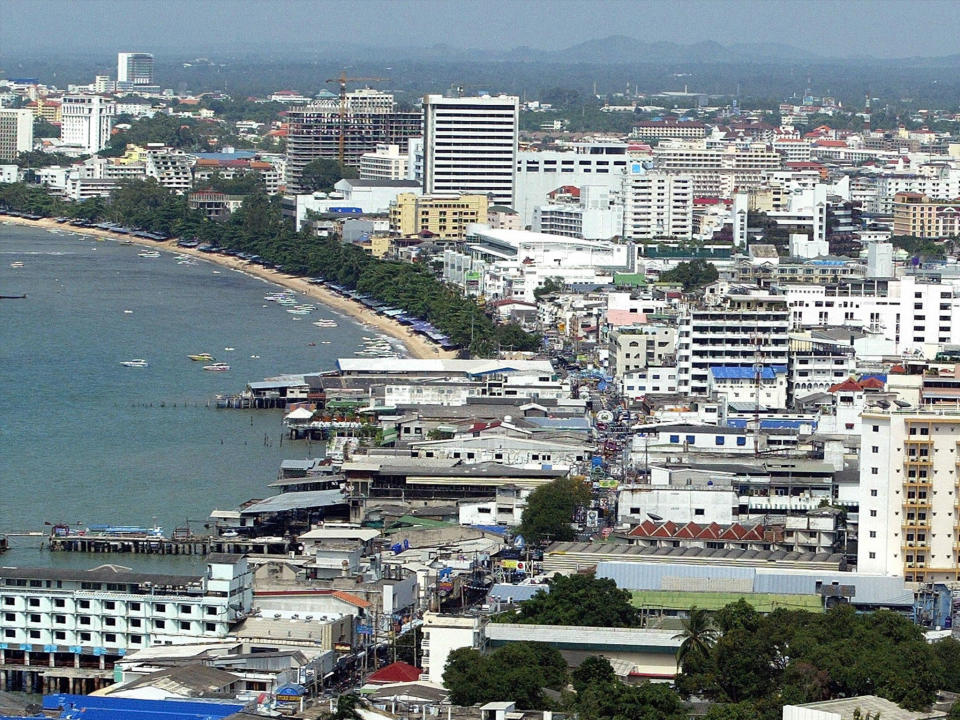 The coast of the holiday resort town of Pattaya, around 100 miles east of the Thai capital Bangkok: Getty