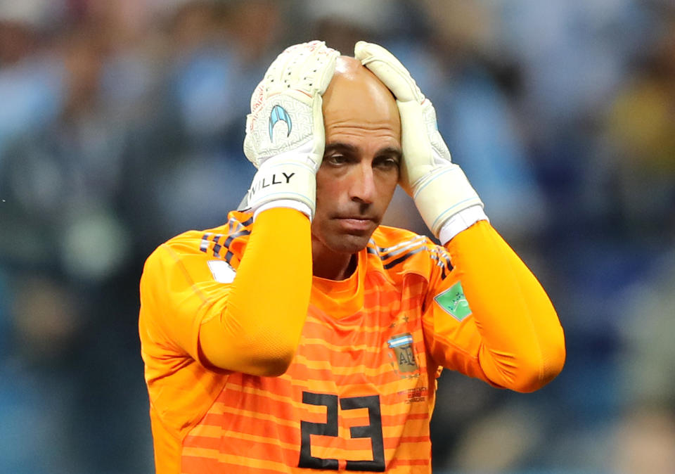 <p>Calamity Caballero almost did for Argentina, but they just squeezed through to the last 16 </p>