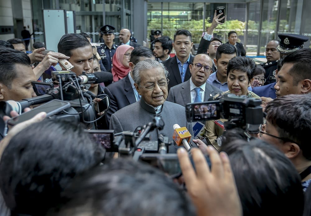 Prime Minister Tun Dr Mahathir Mohamad speaks during a press conference at Sasana Kijang in Kuala Lumpur July 23, 2019. — Picture by Firdaus Latif