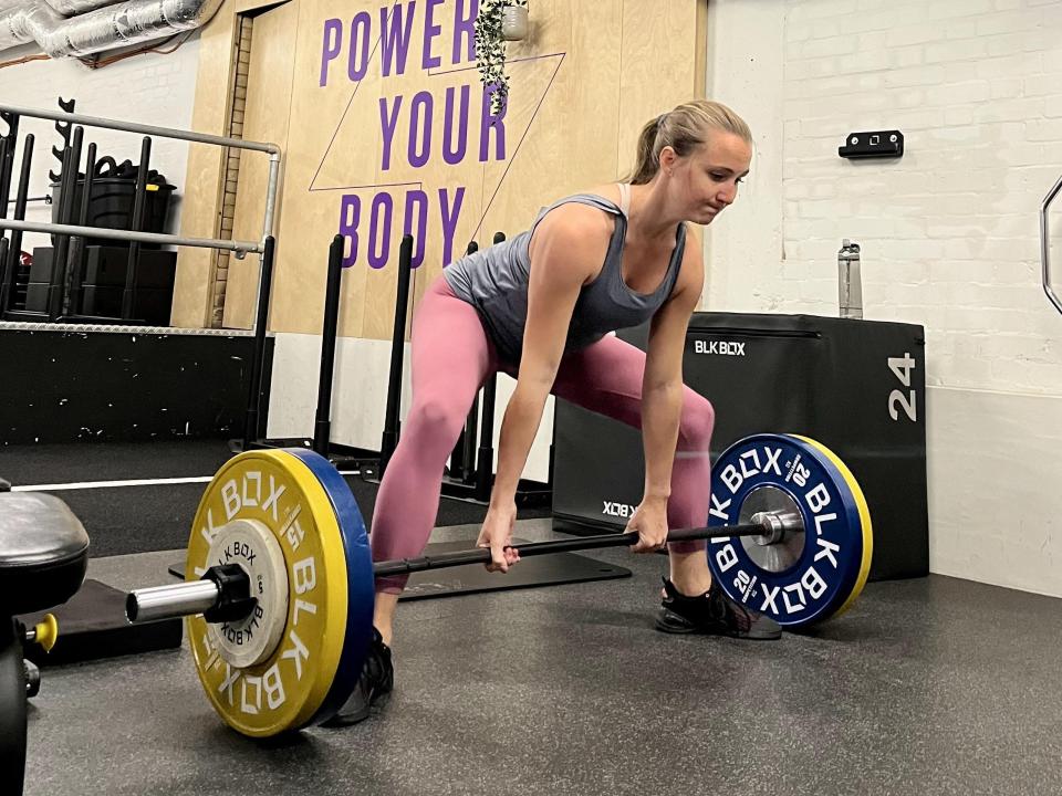 Rachel doing deadlifts