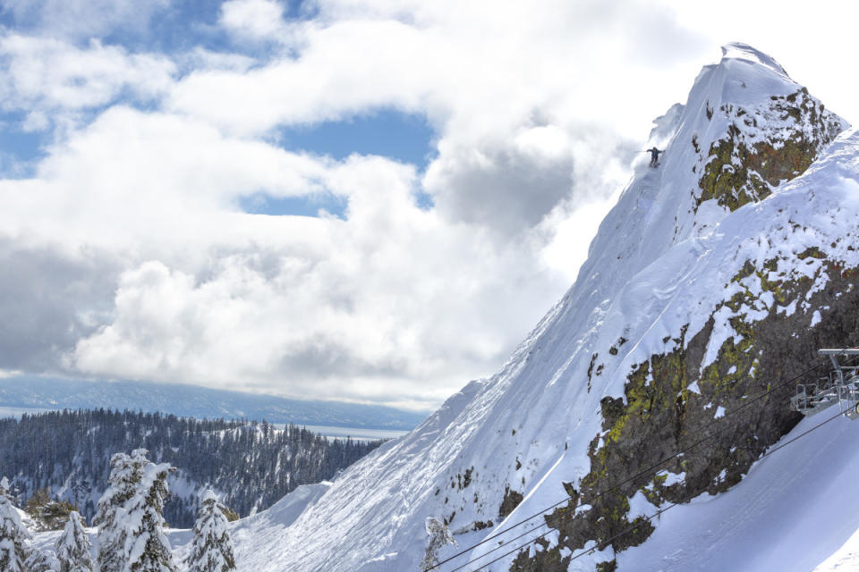 A skier descends McConkey's at Palisades Tahoe, California<p>Courtesy Palisades Tahoe</p>