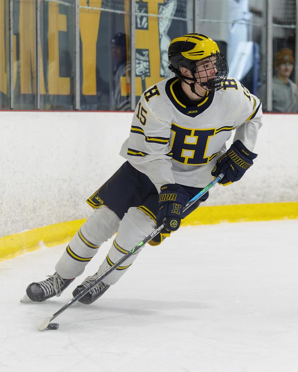 Peter Halonen scored two first-period goals for Hartland in an 8-2 victory over Rochester Hills Stoney Creek in the state quarterfinals.