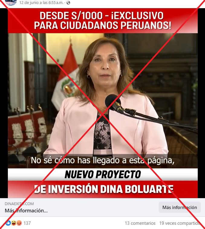 <span>Captura de pantalla realizada el 14 de junio de 2024 de una publicación en Facebook</span>