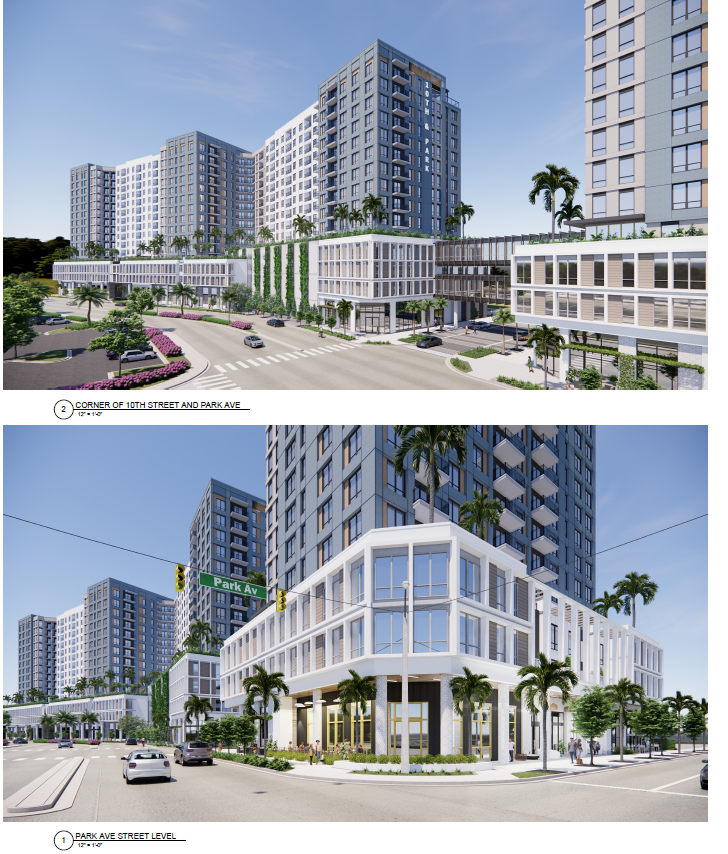 Rendering for proposed 16-story apartment buildings in downtown Lake Park.