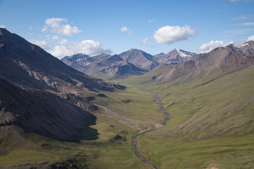 An aerial photo of the Brook Range.