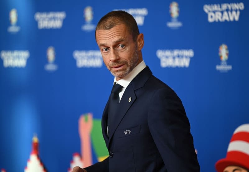 President of the UEFA Aleksander Ceferin attends the draw of the groups for the qualification for the European Football Championship 2024. The president of the European football ruling body UEFA, Aleksander Ceferin, said that security is the "biggest concern" during this summer's Euro 2024 in Germany. Arne Dedert/Deutsche Presse-Agentur GmbH/dpa