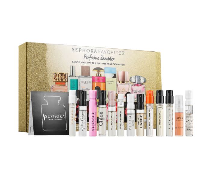 Find this <a href="https://fave.co/2Kp6PZD" target="_blank" rel="noopener noreferrer">Sephora Favorites Perfume Sampler Set for $65 at Sephora</a><a href="https://fave.co/2Kp6PZD" target="_blank" rel="noopener noreferrer">﻿</a>.