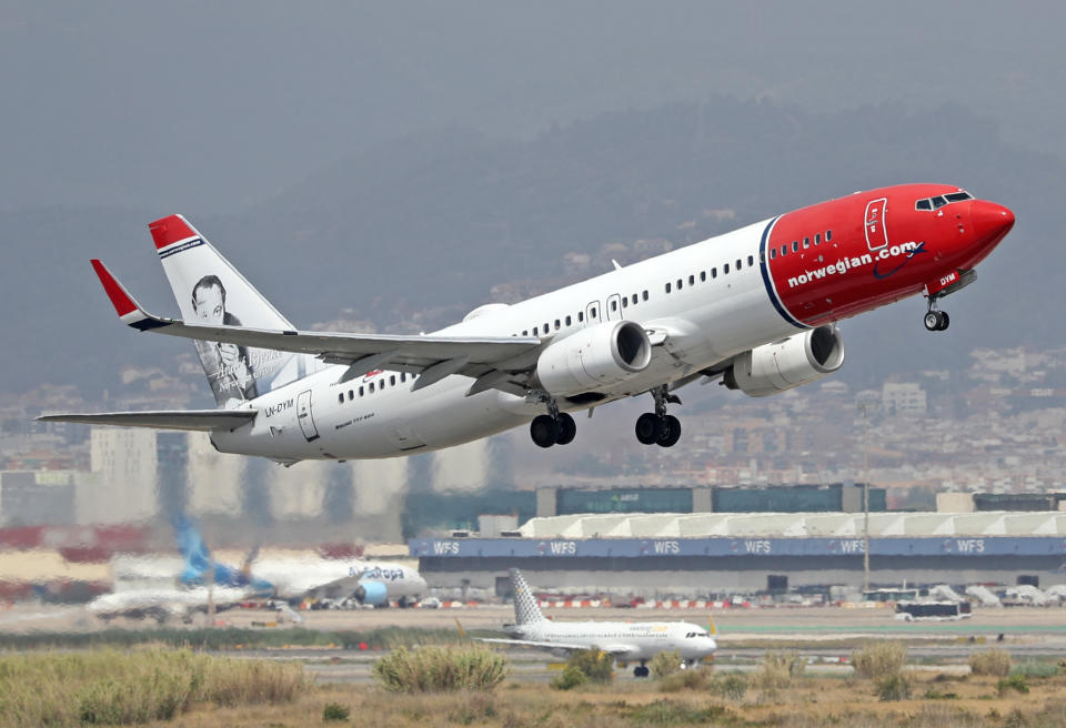 Boeing 737-8JP, from Norwegian (Andre Bjerke Livery) company, taking off from the Barcelona airport, in Barcelona on 26th June 2022. 
 -- (Photo by Urbanandsport/NurPhoto via Getty Images)