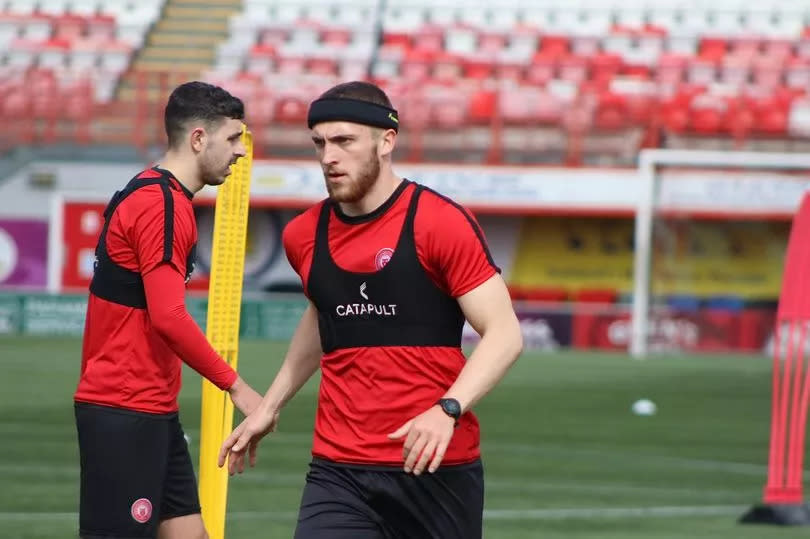 Kyle MacDonald sports a medical headband during training with Accies earlier this week -Credit:Hamilton Accies FC