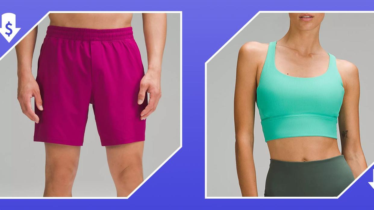 lululemon pace breaker shorts, longline sports bra