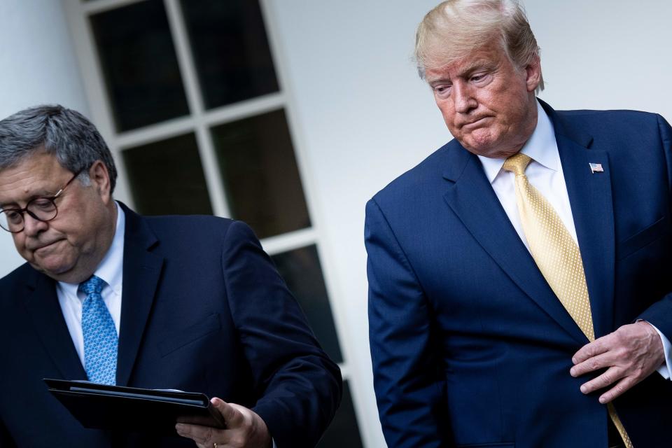 President Donald Trump and Attorney General William Barr on July 11, 2019, in Washington, D.C.