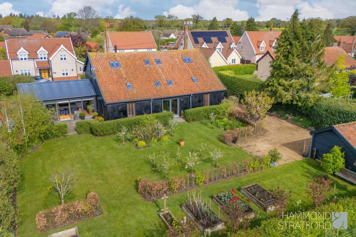 The barn on Shropham Road in Great Hockham is for sale at offers in excess of £795,000 <i>(Image: Hammond & Stratford)</i>