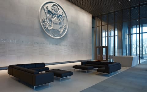 The main lobby with a huge US Government crest - Credit: Richard Bryant/arcaidimages.com