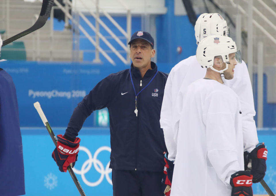 Chris Chelios is serving as an assistant coach for the U.S. men’s Olympic hockey team. (Getty)