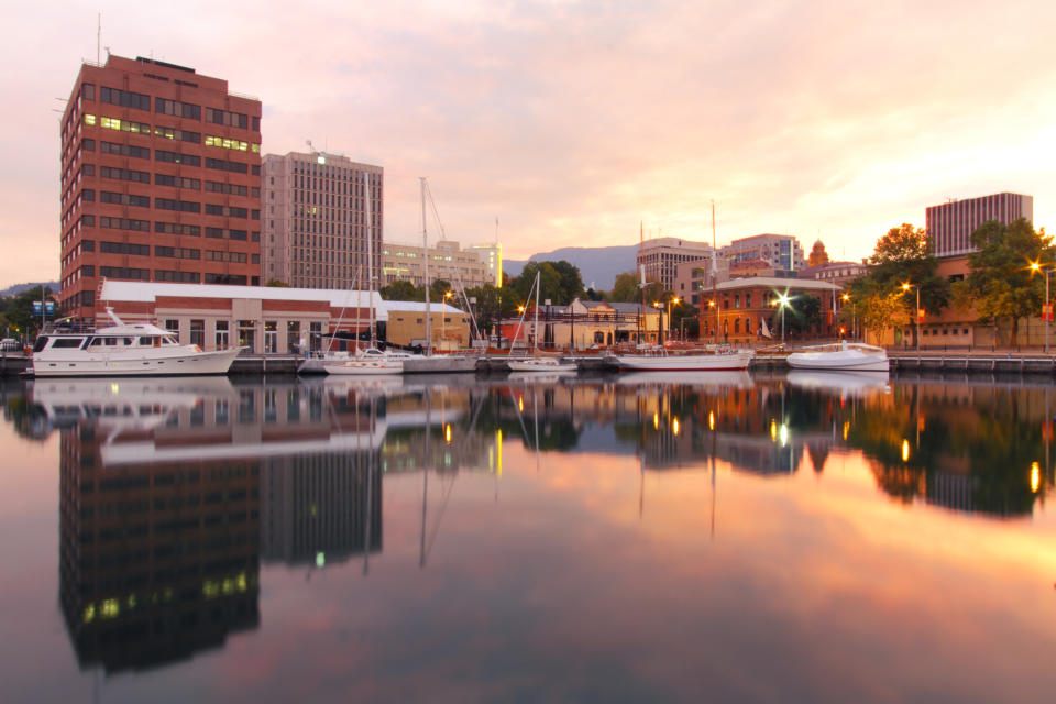 The marina in central Hobart Tasmania Australia