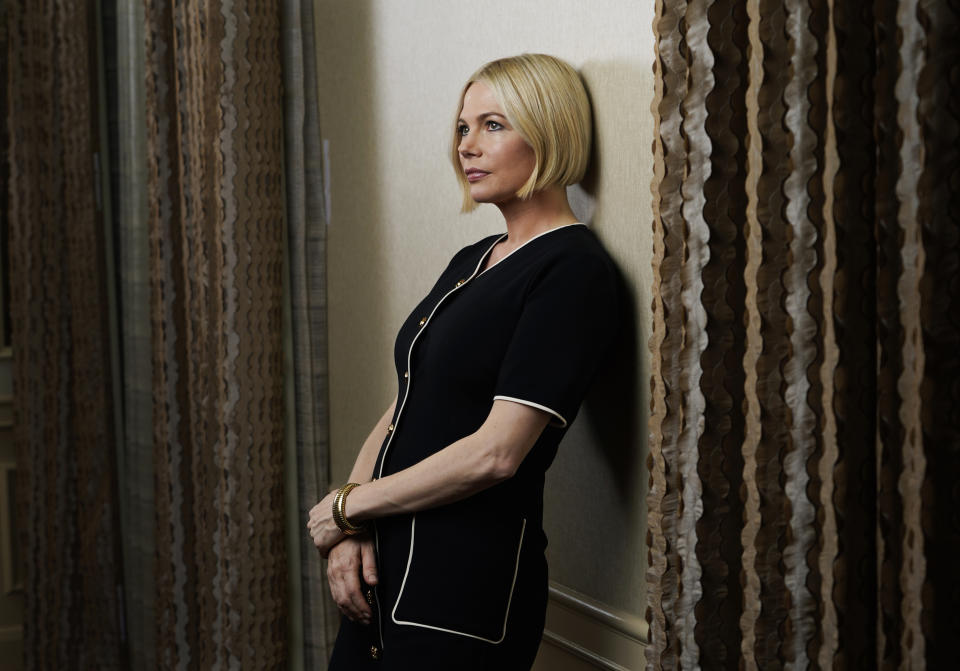 Michelle Williams, a cast member in the film "The Fablemans," poses for a portrait at the Four Seasons Hotel, Monday, Nov. 7, 2022, in Los Angeles. (AP Photo/Chris Pizzello)