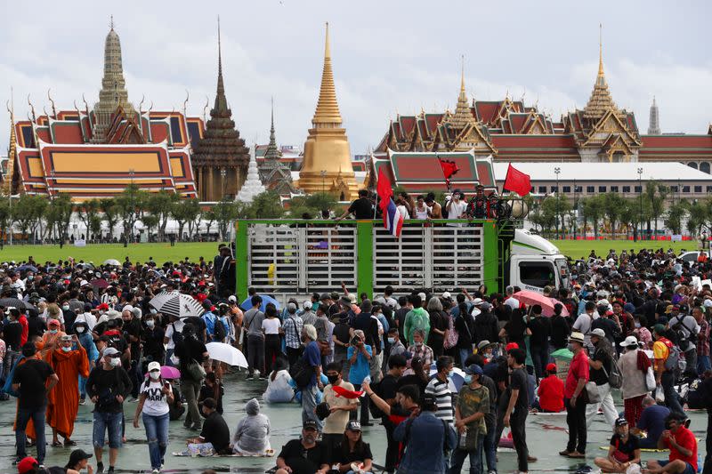 Pro-democracy protesters attend a mass rally, in Bangkok