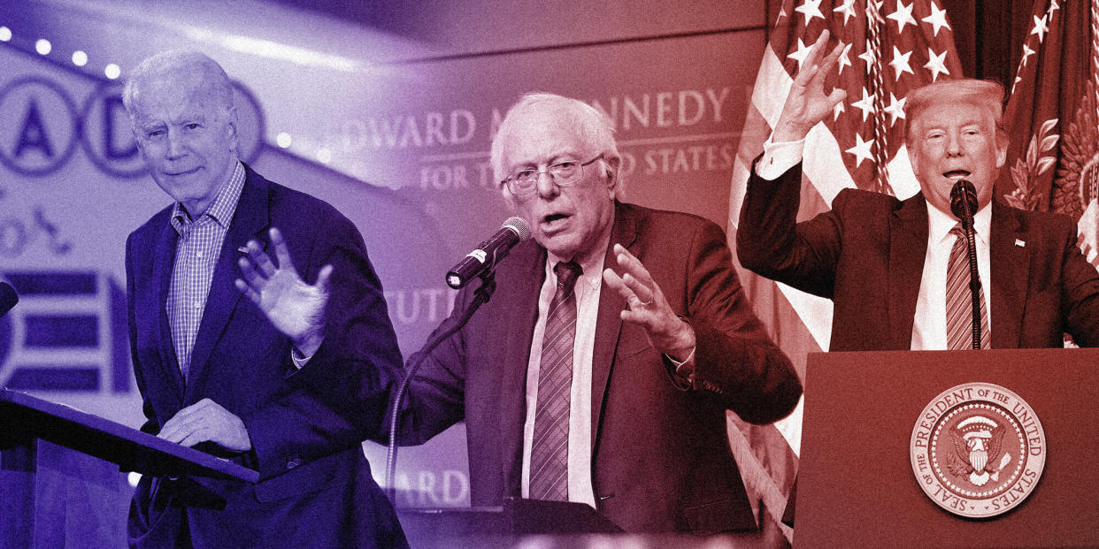 Vermont Sen. Bernie Sanders and former Vice President Joe Biden are vying for the opportunity to take on President Donald Trump in the general election. (Photo: HuffPost US)