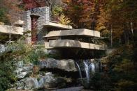 <p>Frank Lloyd Wright's 1935 masterpiece, <a href="https://www.fallingwater.org" rel="nofollow noopener" target="_blank" data-ylk="slk:Fallingwater" class="link ">Fallingwater</a>, was partially built over a waterfall, so that the home blends seamlessly into its natural surroundings.</p>