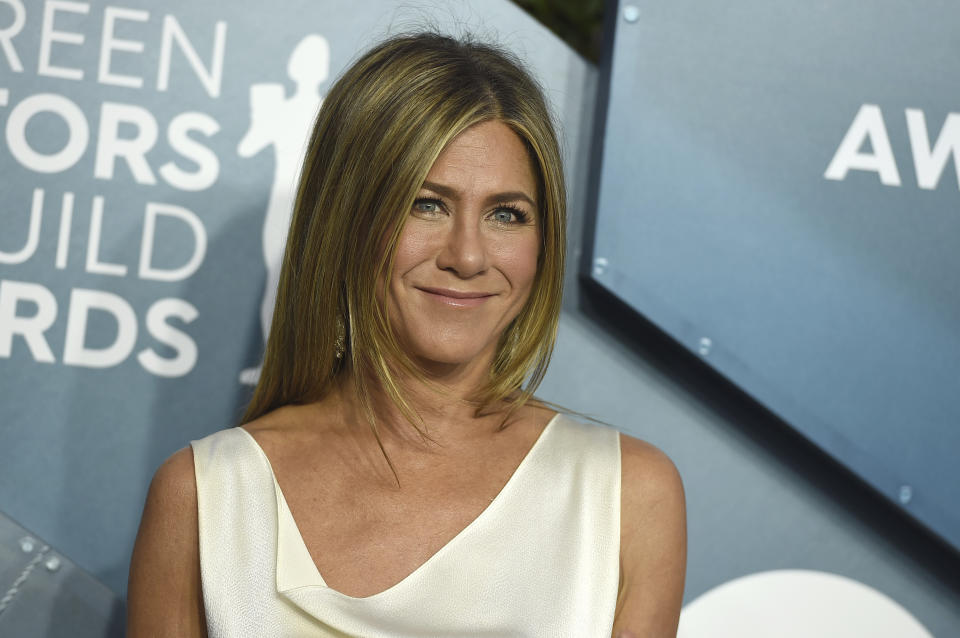 Jennifer Aniston arrives at the 26th annual Screen Actors Guild Awards at the Shrine Auditorium &amp; Expo Hall on Sunday, Jan. 19, 2020, in Los Angeles. (Photo by Jordan Strauss/Invision/AP)