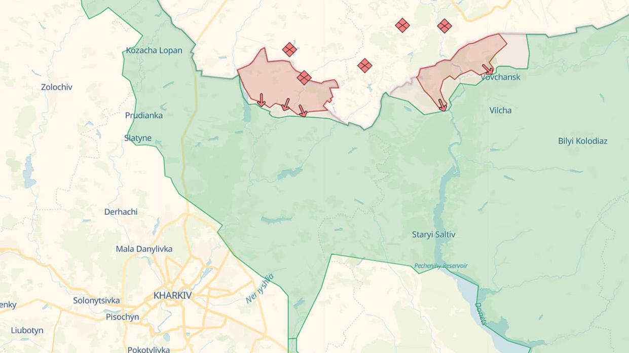 Combat zone in Kharkiv Oblast. Screenshot: DeepStateMap