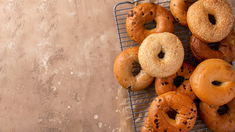 Bagels on wire rack