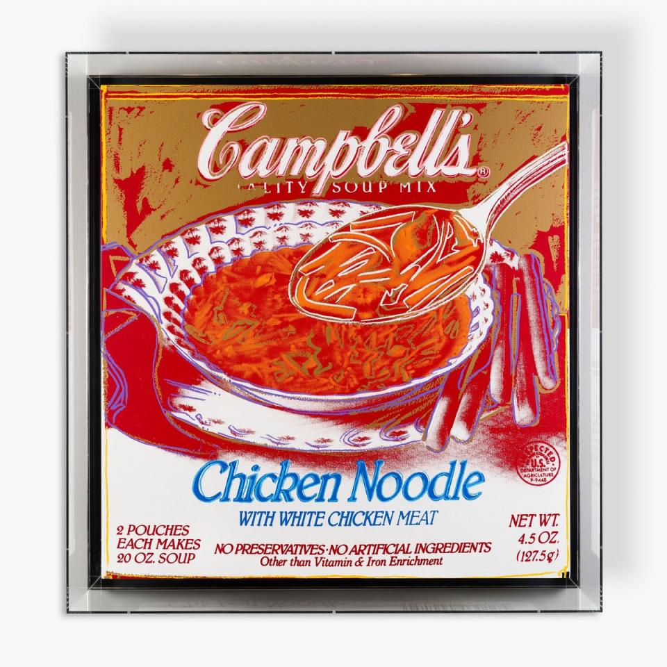 Campbell’s Soup Box - Chicken Noodle with White Chicken Meat, 1986, on show at Halcyon Gallery (Luke Unsworth)