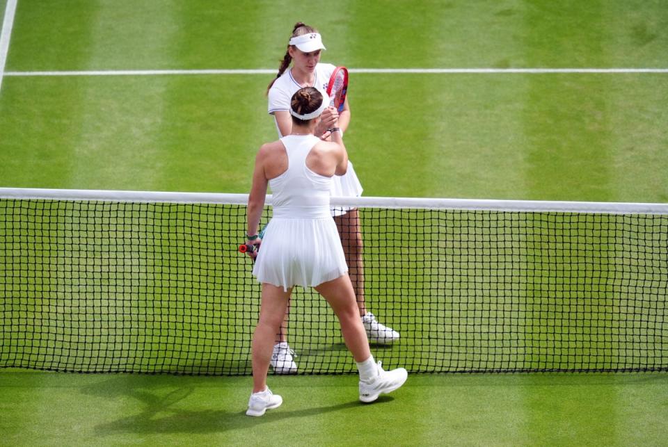 There was no handshake drama between Elena Rybakina and Elina Svitolina (PA)