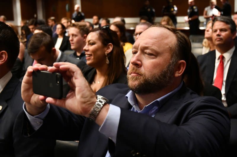 Infowars conspiracy theorist Alex Jones cannot use bankruptcy protection to avoid paying over $1 billion in damages owed to his victims stemming from a civil trial, a federal judge has ruled.

File Photo by Pat Benic/UPI