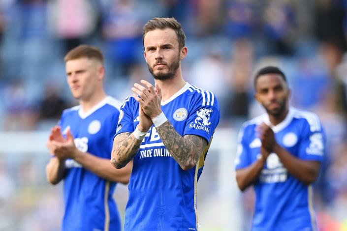 James Maddison of Leicester City looks dejected after relegation (Getty Images)