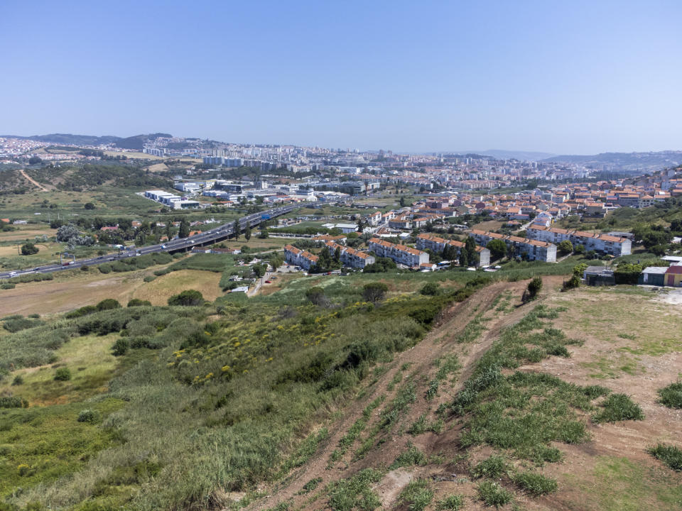 An aerial view in Lisbon, Portugal, on June 1, 2024. Extreme heat warnings are being issued on the Iberian Peninsula where the temperatures are rising due to climate change. (Photo by Luis Boza/NurPhoto via Getty Images)