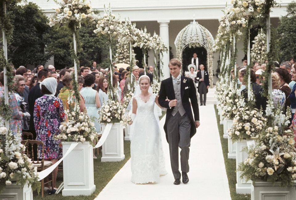 Tricia Nixon's wedding in the White House Rose Garden in 1971