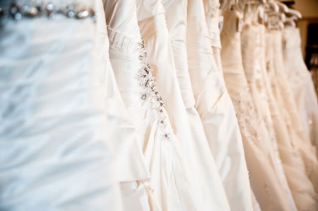 Getty Images A rack of wedding dresses