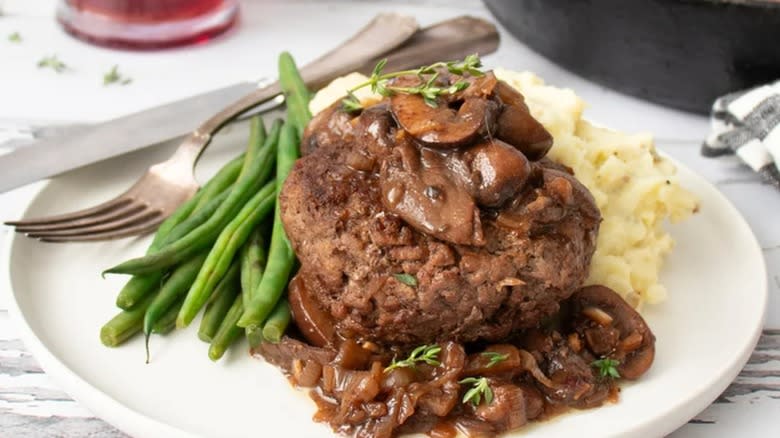 red wine and truffle chopped steak