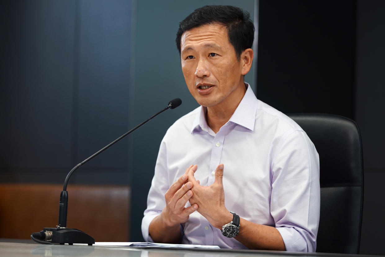 Health Minister Ong Ye Kung speaks to reporters during a COVID-19 doorstop interview on 17 September, 2021. (PHOTO: MCI)