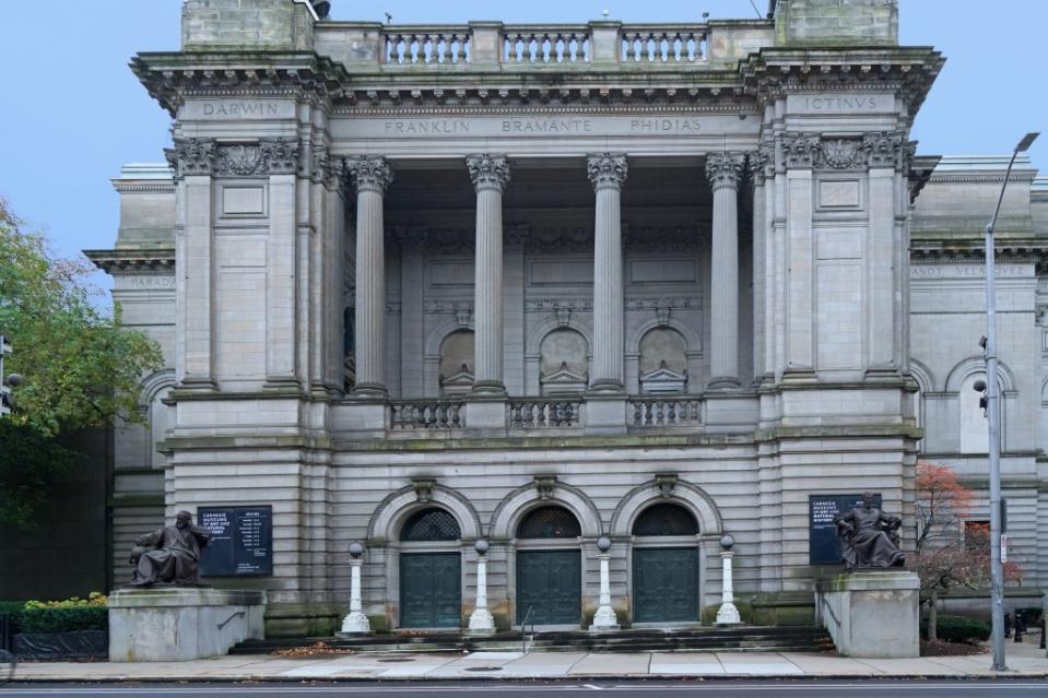 The classical-style exterior of the Carnegie Museum via Getty Images