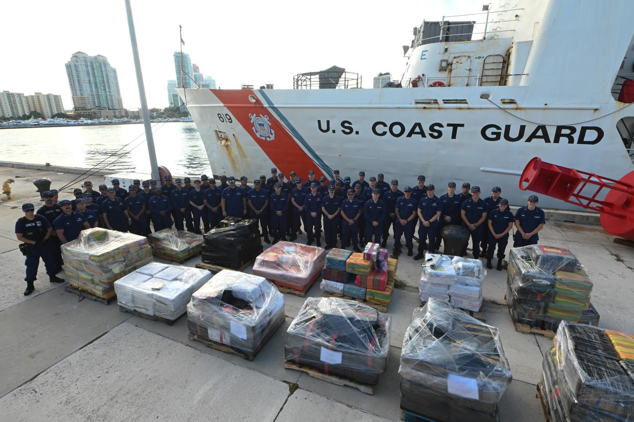 The Coast Guard Cutter Confidence crew offloaded more than 12,100 pounds of cocaine worth more than $160 million on Tuesday, Sept. 19, 2023 in Miami, Florida.
