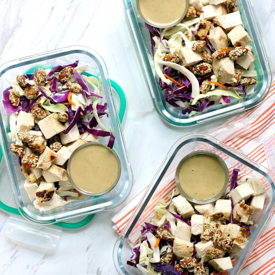 Chicken & Cabbage Salad Bowls with Sesame Dressing