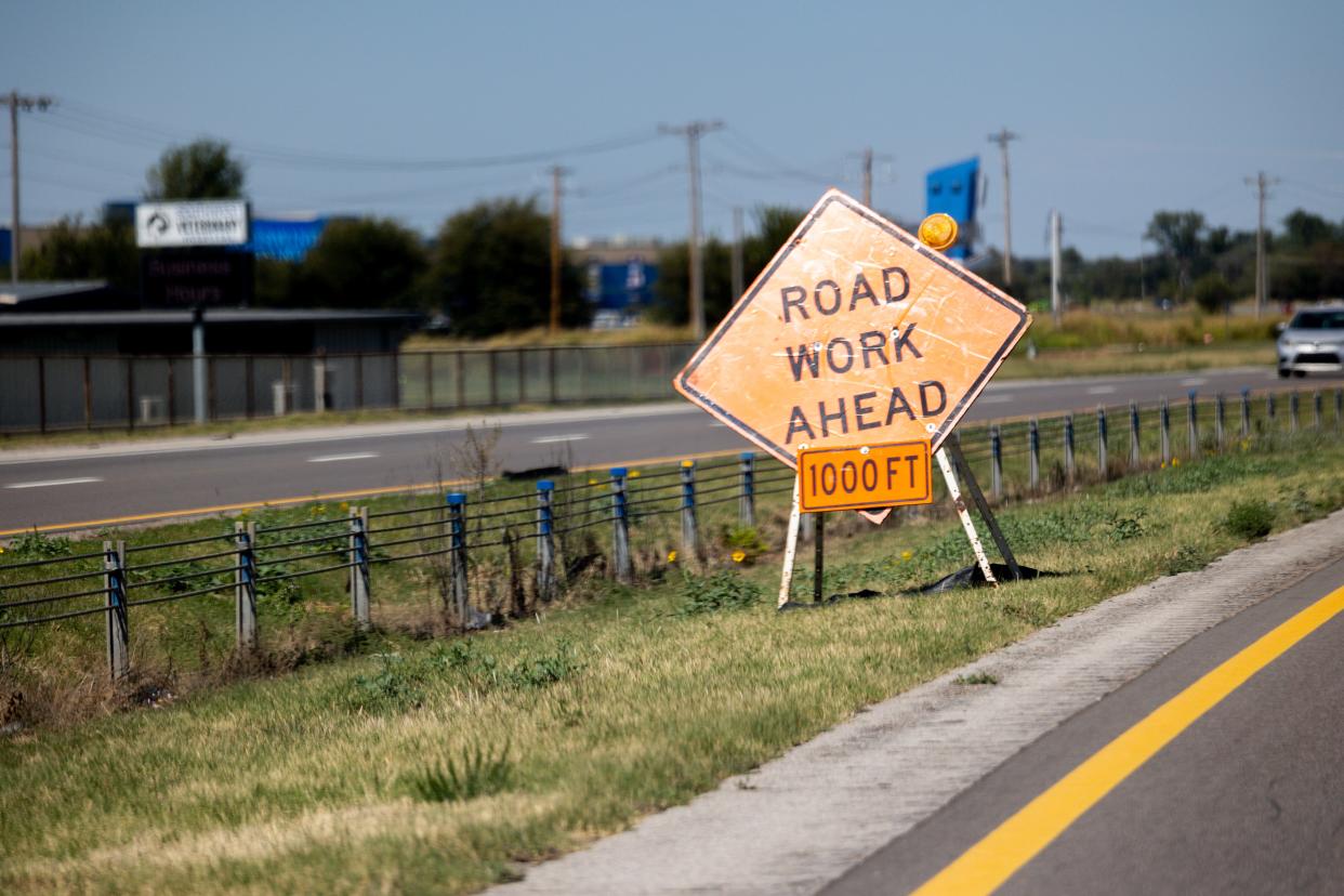 Road work signs line Interstate 35 in the southern Oklahoma City metro area. The Oklahoma Department of Transportation announced southbound I-35 at Intersate 44 will be closed Monday and Tuesday nights.