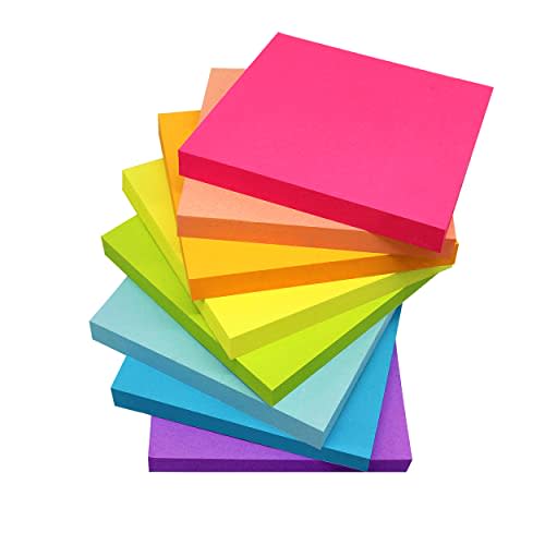 (8 Pack) Sticky Notes 3x3 Inches,Bright Colors Self-Stick Pads, Easy to Post for Home, Office, Notebook, 82 Sheets/pad