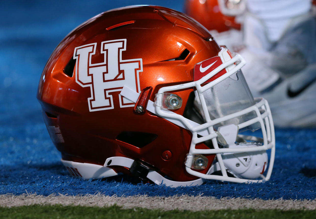 NEW ORLEANS, LOUISIANA - SEPTEMBER 19: A Houston Cougars helmet is pictured during a game against the Tulane Green Wave at Yulman Stadium on September 19, 2019 in New Orleans, Louisiana. (Photo by Jonathan Bachman/Getty Images)