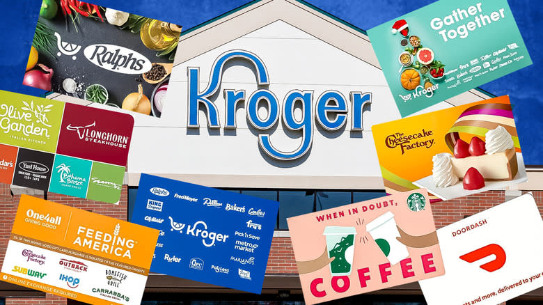Gift cards in front of Kroger