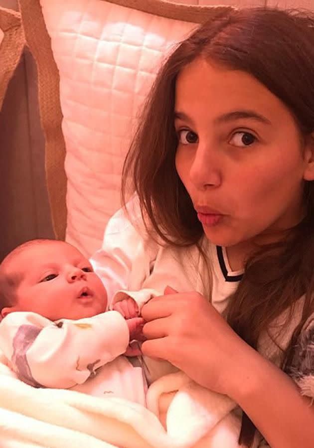 Sam Wood shares cute snap of baby daughter Willow Wendy with big sister Eve. Source: Instagram