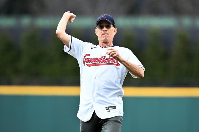 Larry Doby Jr. throws out the ceremonial first pitch before a